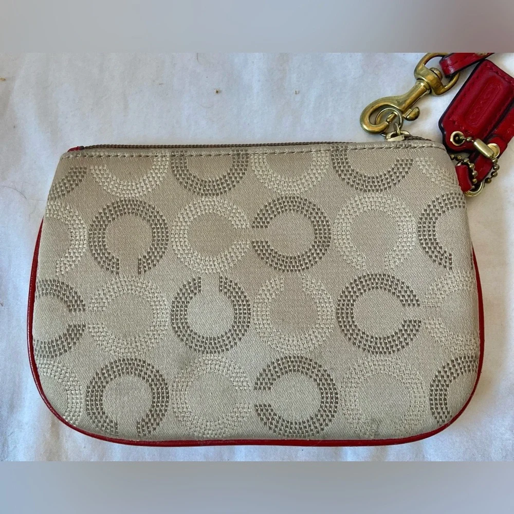 COACH Gold, Beige & Red Signature 